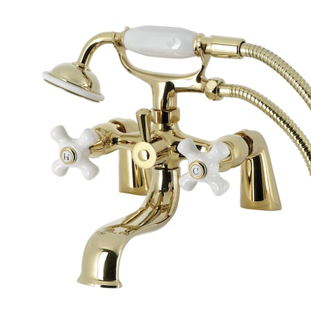 Kingston Brass Deck Mount Clawfoot Tub Faucet with Hand Shower, Polished Brass KS227PXPB